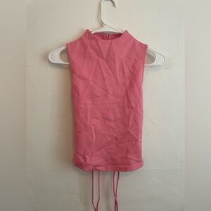 Pink High Neck, Sleeveless Tank with Heart Cutout and Strappy Back